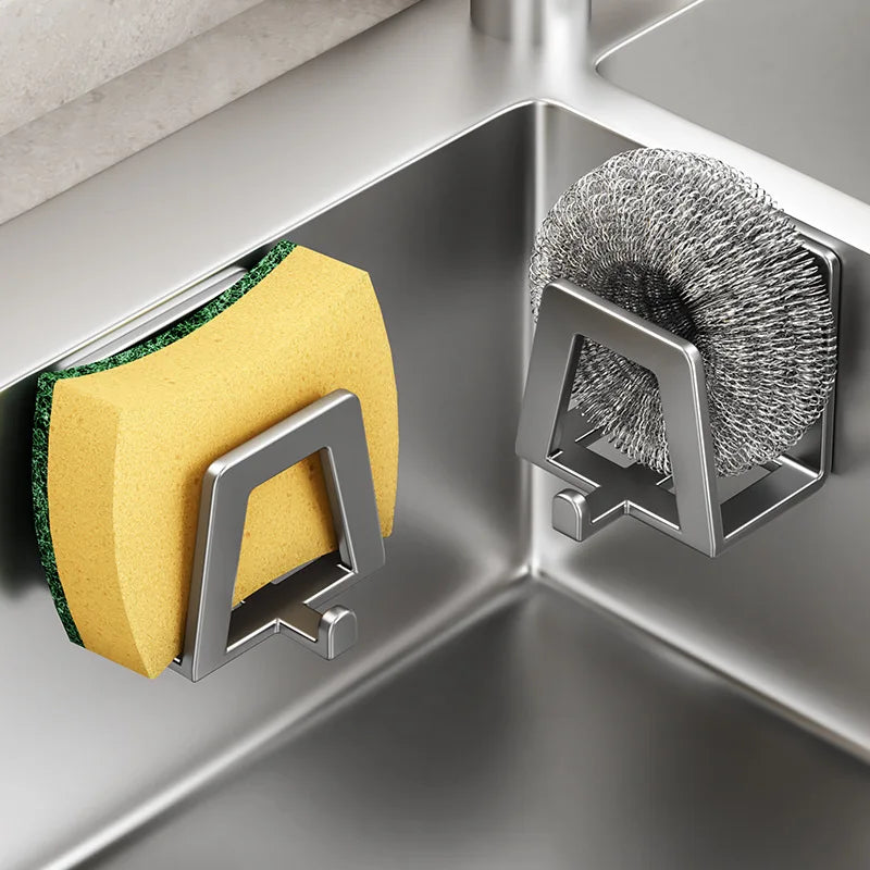 Selbstklebender Edelstahlhalter für Schwämme und Küchentücher