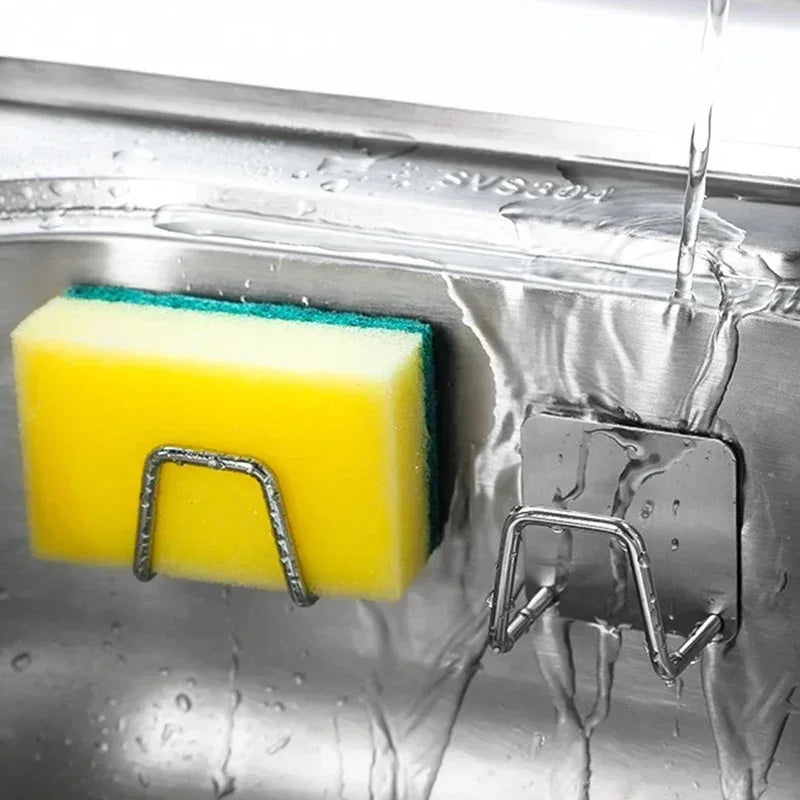 Selbstklebender Edelstahlhalter für Schwämme und Küchentücher