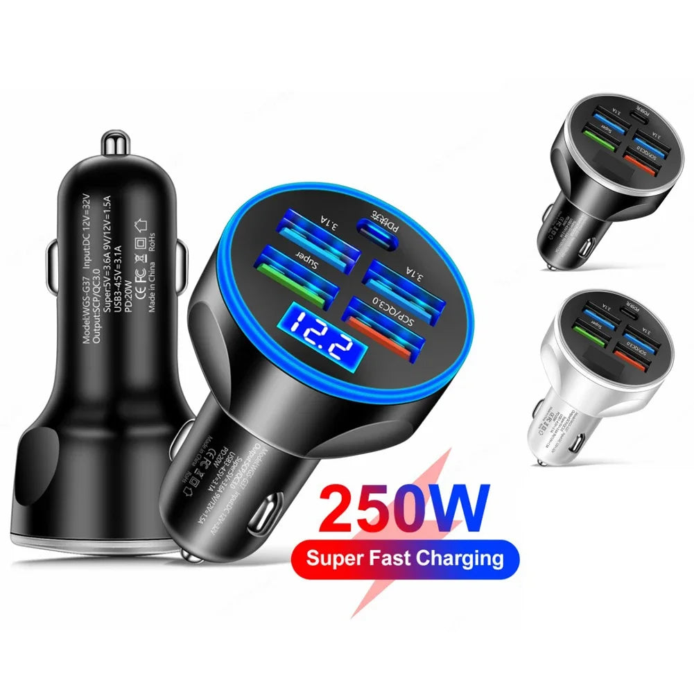5-in-1 Schnellladegerät fürs Auto – 250W Leistung