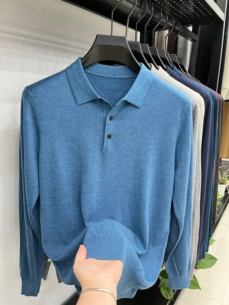 Suéter Polo Masculino de Lã