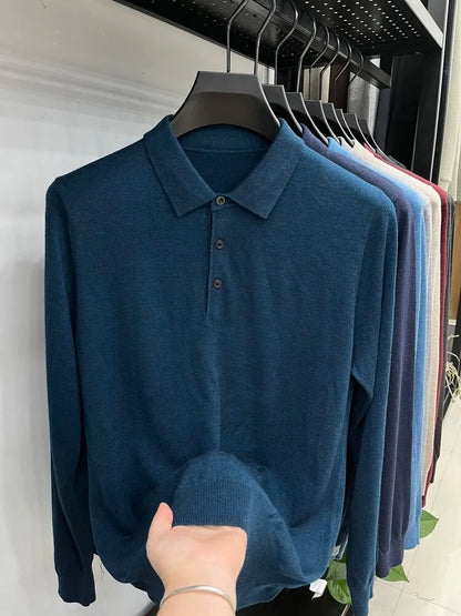 Suéter Polo Masculino de Lã