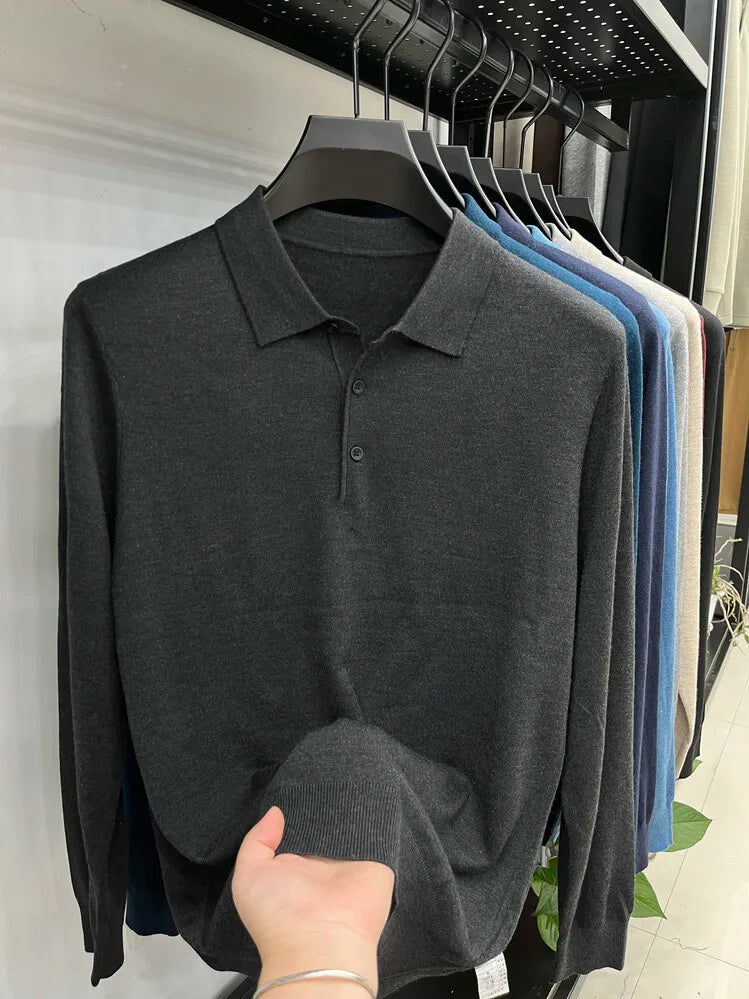 Suéter Polo Masculino de Lã