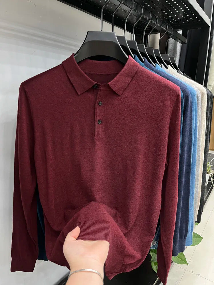 Suéter Polo Masculino de Lã