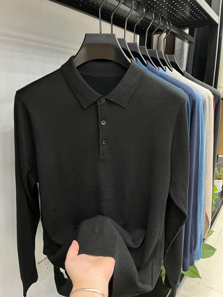 Suéter Polo Masculino de Lã