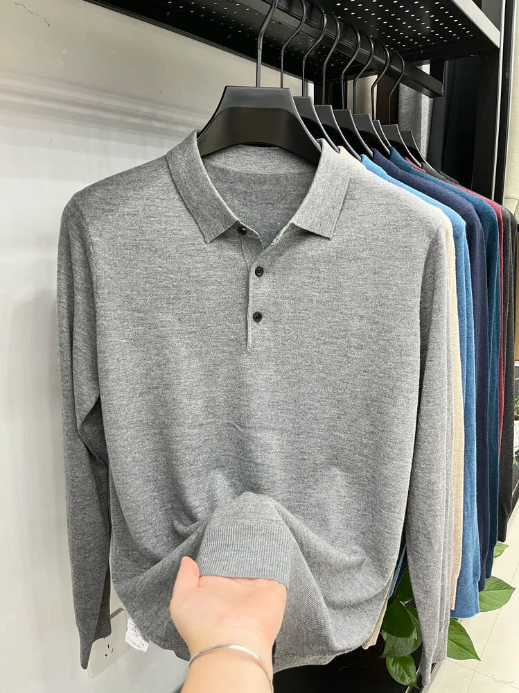 Suéter Polo Masculino de Lã