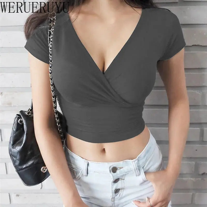 Sexy V-Ausschnitt Crop Top – Y2K Stil für Damen
