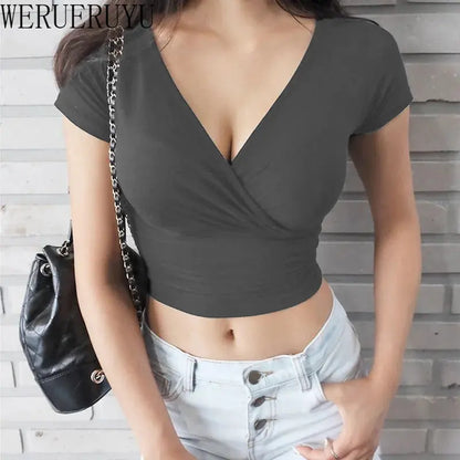 Sexy V-Ausschnitt Crop Top – Y2K Stil für Damen