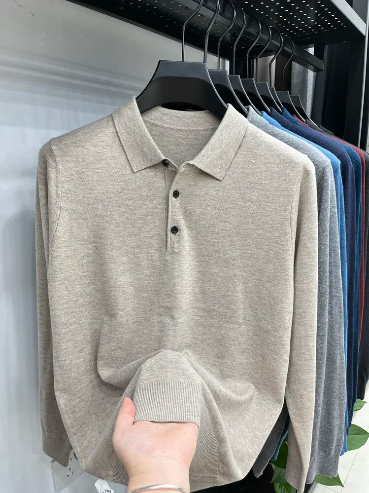 Suéter Polo Masculino de Lã