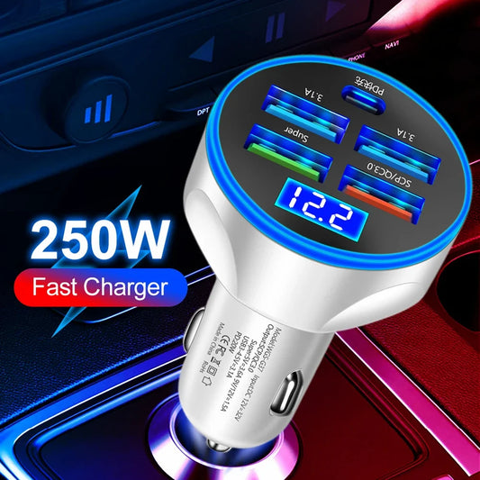 5-in-1 Schnellladegerät fürs Auto – 250W Leistung